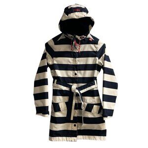 Helly Hansen Lyness Rain Coat XS Waterproof Belted Striped Nautical Jacket Sail